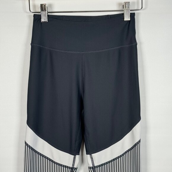 All Fenix Women's XS Striped Leggings Blue White Colorblock High Rise Activewear - Picture 2 of 15